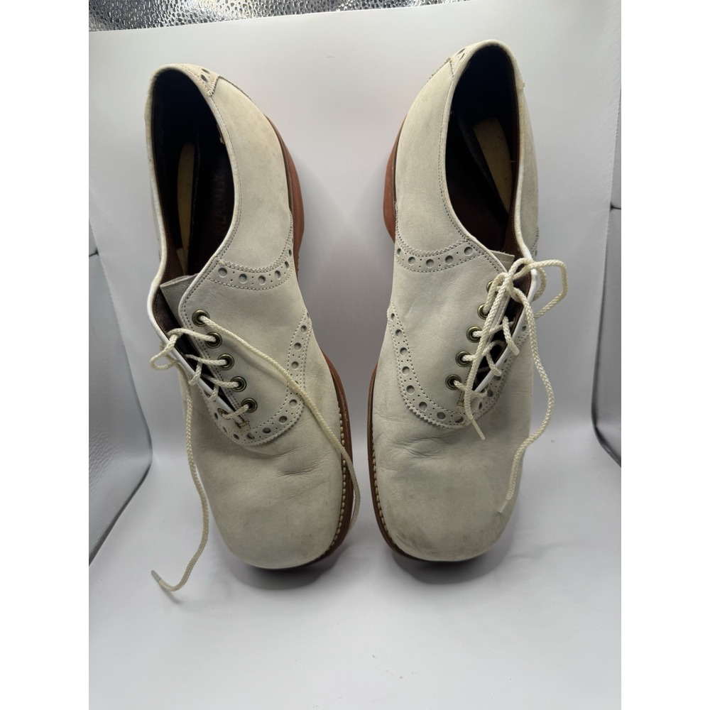 Rare Vintage Manly Shoes 12 D White Saddle Suede 1970s - Picture 4 of 11
